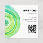 Waterverf Circles Ring Minimalistische Groene QR C Vierkante Visitekaartje (Achterkant)