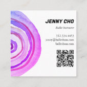 Waterverf Circles Ring Minimalistische Paarse QR C Vierkante Visitekaartje (Achterkant)