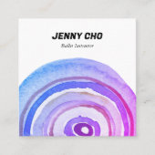 Waterverf Circles Ring Minimalistische Paarse QR C Vierkante Visitekaartje (Voorkant)