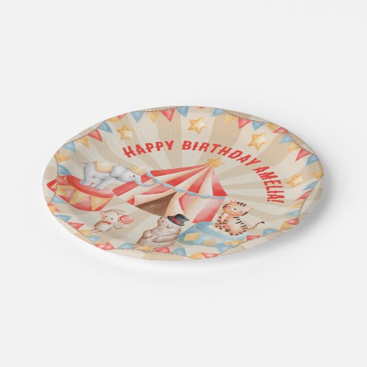 Waterverf Circus Animals Papieren Bordje (Gekanteld)