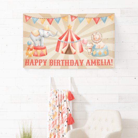 Waterverf Circus Animals Spandoek (Insitu)