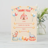 Waterverf Circus Birthday Hartelijk dank (Staand voorkant)