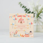 Waterverf Circus Birthday Hartelijk dank Bedankkaart (Staand voorkant)