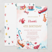 Waterverf Circus Carnival Hearts Birthday Kaart (Voorkant / Achterkant)