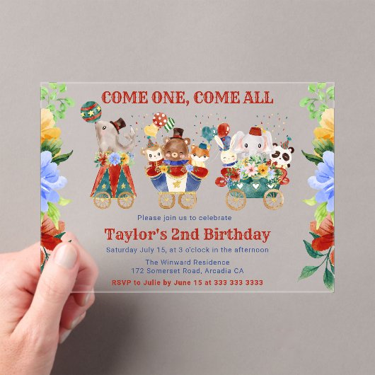 Waterverf Circus Carnival Train Kinderen van 12 se Acryl Uitnodigingen (Insitu (Draagbaar))