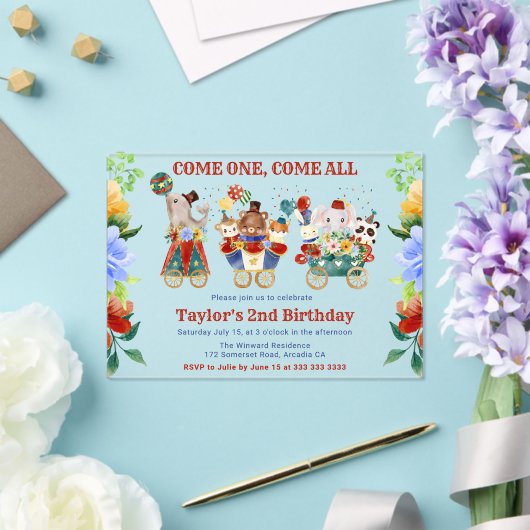 Waterverf Circus Carnival Train Kinderen van 12 se Acryl Uitnodigingen (Insitu (Huwelijk))