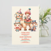 Waterverf Circus Dieren Baby shower Kaart (Staand voorkant)