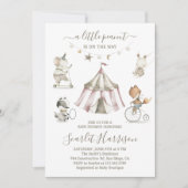 Waterverf Circus Dieren Baby shower Uitnodiging (Voorkant)