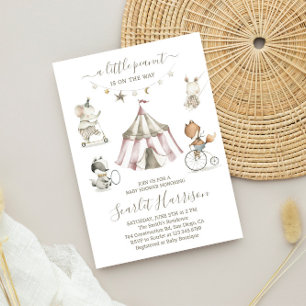 Waterverf Circus Dieren Baby shower Uitnodiging