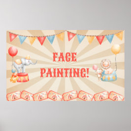 Waterverf Circus Dieren Verjaardagsfeeststation Poster