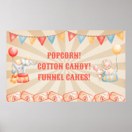 Waterverf Circus Dieren Verjaardagsfeeststation Poster