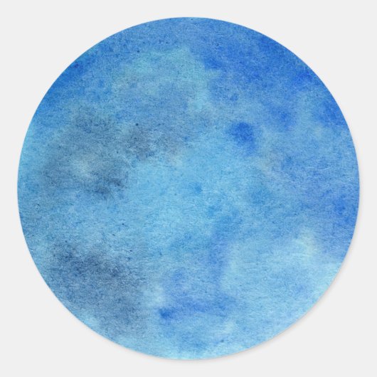 Waterverf cirkel in blauwe kleur ronde sticker (Voorkant)