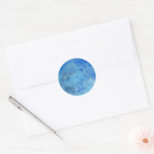 Waterverf cirkel in blauwe kleur ronde sticker (Envelop)