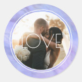 Waterverf Cirkel Periwinkle Blue Aangepaste foto Ronde Sticker (Voorkant)