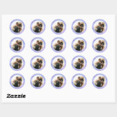 Waterverf Cirkel Periwinkle Blue Aangepaste foto Ronde Sticker (Vel)