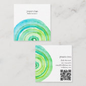 Waterverf Cirkel Ring Abstracte Minimalistische QR Vierkante Visitekaartje (Voorkant / Achterkant)