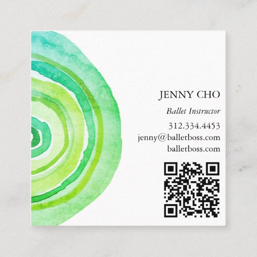 Waterverf Cirkel Ring Abstracte Minimalistische QR Vierkante Visitekaartje (Achterkant)