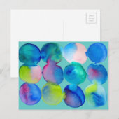 Waterverf cirkelpatroon abstracte, koele kleur briefkaart (Voorkant / Achterkant)