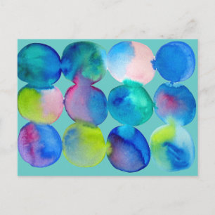 Waterverf cirkelpatroon abstracte, koele kleur briefkaart