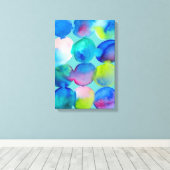 Waterverf cirkelpatroon abstracte, koele kleur canvas afdruk (Insitu (Houten vloer))