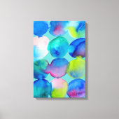 Waterverf cirkelpatroon abstracte, koele kleur canvas afdruk (Voorkant)
