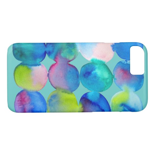 Waterverf cirkelpatroon abstracte, koele kleur Case-Mate iPhone case (Achterkant (Horizontaal))