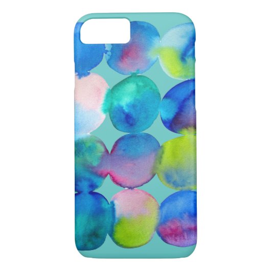 Waterverf cirkelpatroon abstracte, koele kleur Case-Mate iPhone case (Achterkant)