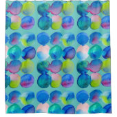 Waterverf cirkelpatroon abstracte, koele kleur douchegordijn (Voorkant)