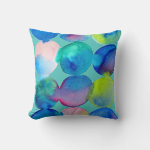 Waterverf cirkelpatroon abstracte, koele kleur kussen