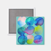 Waterverf cirkelpatroon abstracte, koele kleur magneet (Voorkant / Achterkant)