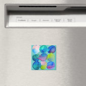 Waterverf cirkelpatroon abstracte, koele kleur magneet (Insitu (Vaatwasser))