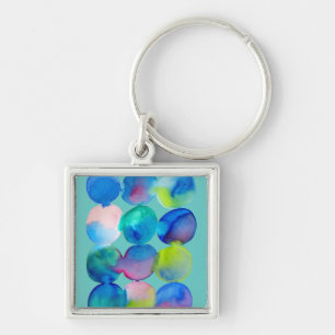 Waterverf cirkelpatroon abstracte, koele kleur sleutelhanger