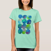 Waterverf cirkelpatroon abstracte, koele kleur t-shirt (Voorkant)