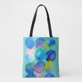 Waterverf cirkelpatroon abstracte, koele kleur tote bag (Voorkant)