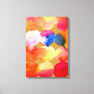 Waterverf cirkelpatroon abstracte warme kleur canvas afdruk