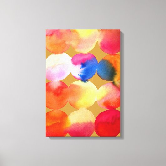 Waterverf cirkelpatroon abstracte warme kleur canvas afdruk (Voorkant)