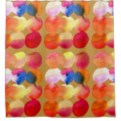 Waterverf cirkelpatroon abstracte warme kleur douchegordijn (Voorkant)