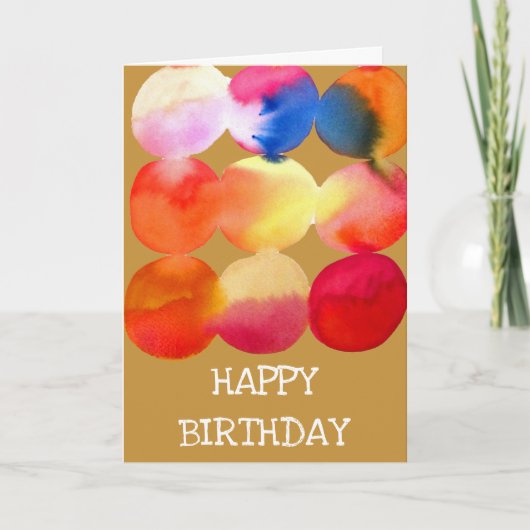 Waterverf cirkelpatroon abstracte warme kleur kaart (Voorkant)