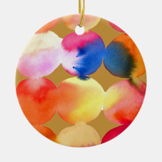 Waterverf cirkelpatroon abstracte warme kleur keramisch ornament (Voorkant)