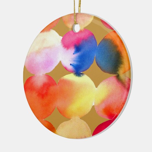 Waterverf cirkelpatroon abstracte warme kleur keramisch ornament (Links)