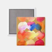 Waterverf cirkelpatroon abstracte warme kleur magneet (Voorkant / Achterkant)