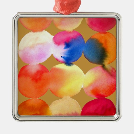 Waterverf cirkelpatroon abstracte warme kleur metalen ornament (Voorkant)
