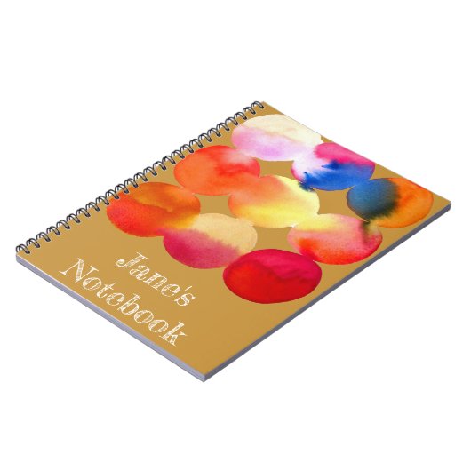 Waterverf cirkelpatroon abstracte warme kleur notitieboek (Linkerzijde)