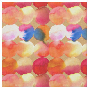 Waterverf cirkelpatroon abstracte warme kleur stof