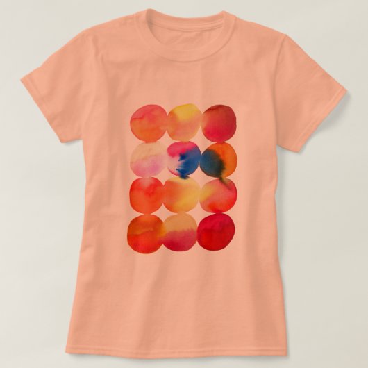 Waterverf cirkelpatroon abstracte warme kleur t-shirt (Design voorkant)
