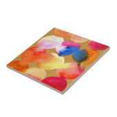Waterverf cirkelpatroon abstracte warme kleur tegeltje (Zijkant)