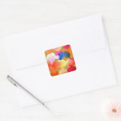 Waterverf cirkelpatroon abstracte warme kleur vierkante sticker (Envelop)