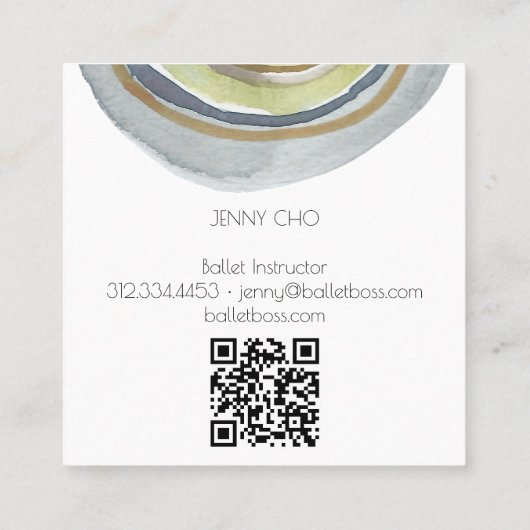 Waterverf cirkels Abstract minimalistisch neutraal Vierkante Visitekaartje (Achterkant)