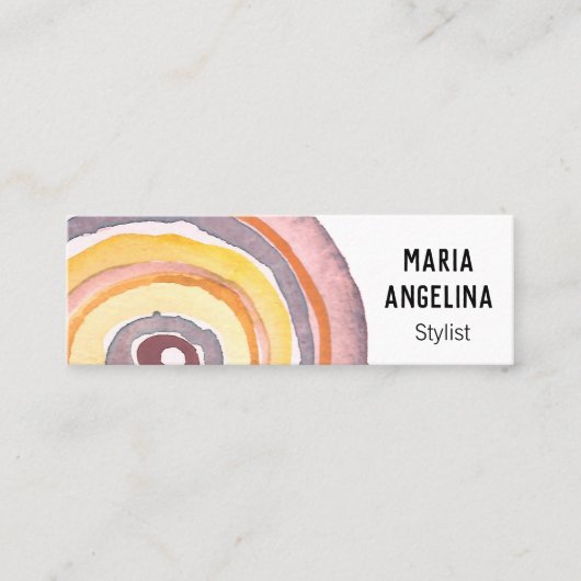 Waterverf cirkels Neutrale Ringen Abstract Warm Mini Visitekaartje (Voorkant)