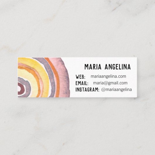 Waterverf cirkels Neutrale Ringen Abstract Warm Mini Visitekaartje (Achterkant)